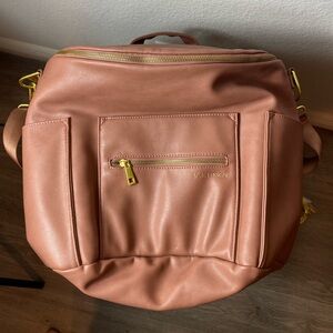 Fawn Design Diaper Bag Pink Faux Leather Gold Hardware Dusty‎ Rose